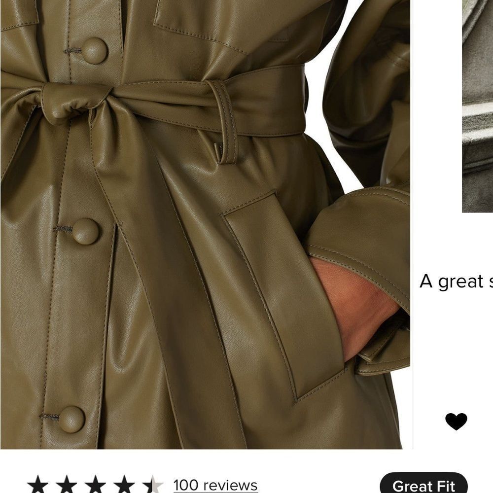 Love, Whit Olive Faux Leather Belted Jacket - XS - Picture 2 of 6
